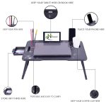 Foldable Wooden Mini Laptop Table for Bed, Study Table with Drawer, Tablet/Mobile Holder for Kids & Adults (HJ Flower) - Image 4