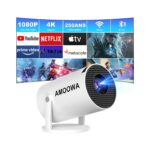 Rectitude 270° Adjustable Mini Smart Projector with WiFi 6 & Bluetooth, Outdoor Movie Projector, Large Screen Portable Projector for Phone/TV Stick/Laptop