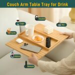 MISHAVI Sofa Armrest Tray - Flexible Wooden Sofa Arm Tray & Integrated Cup Holder - Large Couch Side Arm Wooden Cover for Snacks & Drinks - Fits Round & Square Armrests - Premium Sofa Accessories - Image 3