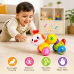 PLUSPOINT Press & Go Musical Caterpillar Toy for Kids | Friction Powered Crawling Toy with Music, Rattle Bead Wheel & Flexible Body | Push and Go Educational Toy for Babies & Toddlers 12+ Months - Image 5