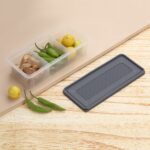 MAGIC SPOON Multipurpose 3 Section Storage Container | Spice Box, Pickle Jar, Fridge Organizer, Dry Fruit, Vegetable & Kitchen Storage Container- Combo Pack (2000ml X 2) (AQUA-GREY) - Image 9
