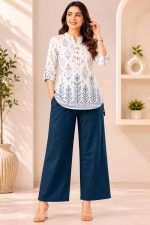 Women's Pure Cotton Straight Palazzo Pants for Women Comfortable Lounge Trousers Standard Length Elastic Waistband Non See Through Breathable Summer Bottomwear - Image 7