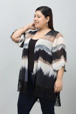 PURYS Women Kimono Shrug | Colorblocked Beach Cover Up with Fringes | Lightweight Summer Layering Plus Size Shrug for Dresses & Tops - Image 3