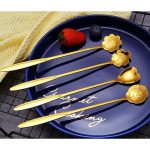 Golden Spoon Set/Cutlery/Coffee Spoon/Dessert Spoon/Kitchenware/Stainless Steel,Gold Coffee Spoons in Different Shapes, Set of 4 - Image 5