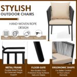 BRISHI Outdoor 4 Seater Sofa Set | Balcony Sofa | Patio Furniture Sets | Conversation Sets | Braid & Rope | (Grey,Cream) - Image 3