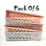 Organizer Tray Office Drawer Dividers Storage Bins Multipurpose Desk for Makeup, Kitchen, Office, Bathroom, Bedroom Dreassing, Basket Rack MultiColor(23*8*5 CM) Pack Of 6 (Brown 6pcs) - Image 4