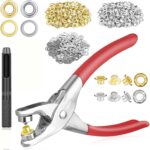 DIY Craft 1000 Pcs, Multi-Color Metal Eyelets Washer Grommets Kit Hole Punch Plier Gold/Silver Eyelets Washer Kit for Leather, Canvas, All Fabrics Clothes, Shoes, Belts, Bags, Contain Gram (1000)