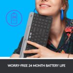 Logitech K580 Slim Multi-Device Wireless Keyboard – Bluetooth/Receiver, Compact, Easy Switch, 24 Month Battery, Win/Mac, Desktop, Tablet, Smartphone, Laptop Compatible - Graphite - Image 7