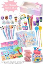 Le Delite Kids Stationery goody Gift Box, any 10 Piece Cute Items, Party Return Gifts, Birthday Favors, School Supplies with Pen, Pencil, Eraser, Sharpener, Keychain, Diary, Bookmark, Folder, Tape - Image 2