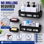 OBIXO Bathroom Organiser Without Drill Self Adhesive Bathroom Shelf/Bathroom Stand for Wall/Bathroom Accessories Set Shampoo Holder, Shop Stand (2-Shelf -2shop Black) - Image 3