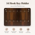 Wooden Key Holder Wall Mounted Hook Hanger | Brown | Premium Wall Hanging Key Organizer | Key Chain Holder for Home, Office, Kitchen, Hostel, Hotel (14 Hook Key Hanger) - Image 2