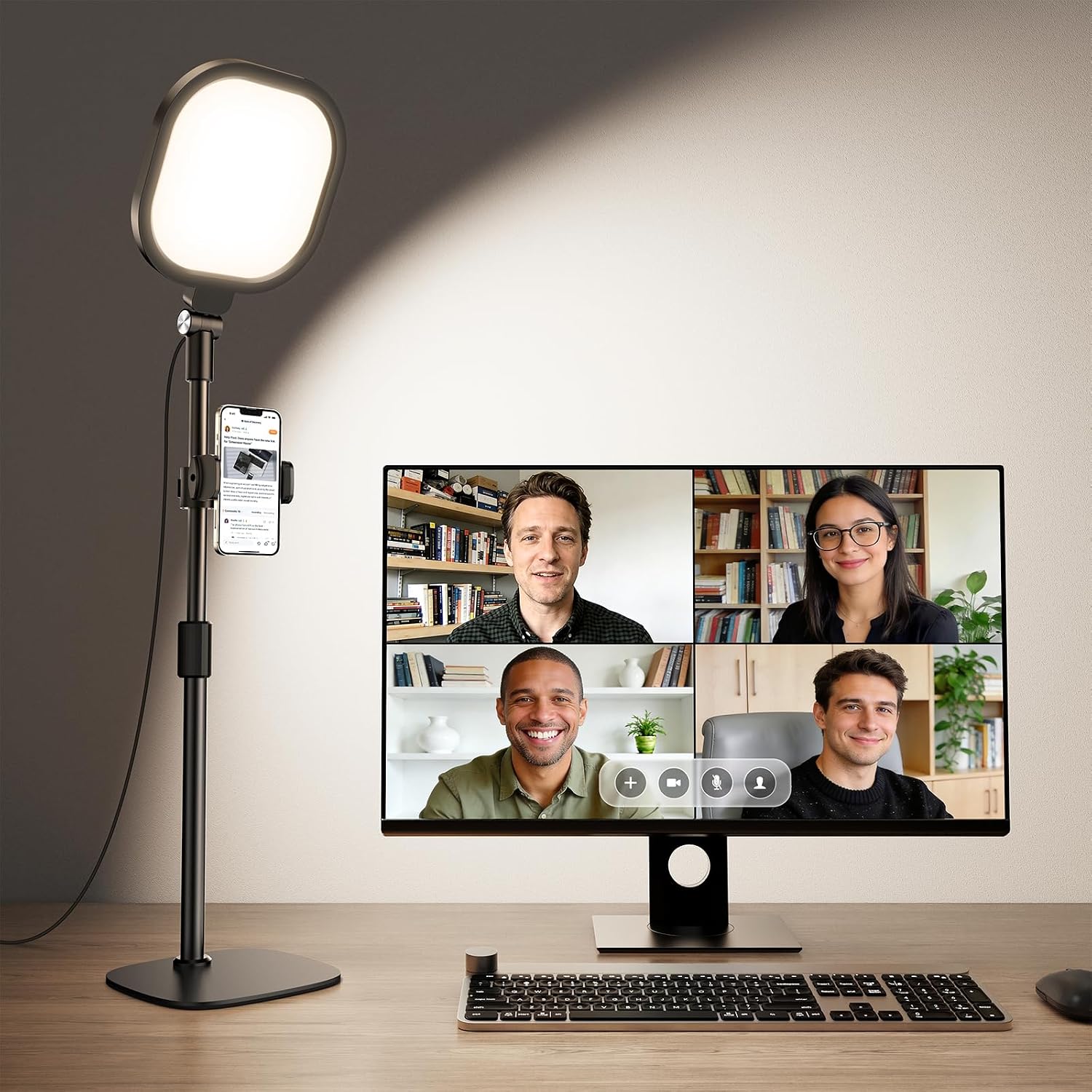 71mjLwliVCL._SL1500_.jpg Zoom Lighting for Computer, Adjustable Desk Lighting for Video Calls, 30 Light Modes Video Conference Light, Desk Ring Light with Stand for Webcam, Meetings, Live Stream, Home Office. CRI 97.8 - Image 1