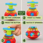 Spinning Lattu Toy with LED Lights Music Rotating Top Educational Kids Birthday Gift Pack of 1 - Image 5