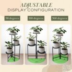Bee Creative 3-Tier Foldable Metal Plant Stand for Indoor & Outdoor | Heavy Duty Iron Flower Pot Stand | Corner Plant Holder Rack | Powder Coated Finish | Balcony, Living Room, Patio & Garden | Black - Image 6