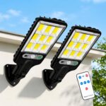180W Led Solar Street Light Outdoor,10000LM IP65 Waterproof Solar Security Flood Lights Outdoor Motion Sensor, Wired Security Solar Powered Flood Lights for Indoor, Outside, Yard, Garden
