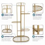 6 Potted Decorative Plant Stand | Anti-Rust Multi-Tier Stand for Indoor Outdoor Plants| Vertical Plant Stand for Living Room, Bedroom, Office Corner | Gamla Stand | Trendy Planter Rack | Size – 37x18 Inch (HxL) - Gold - Image 5