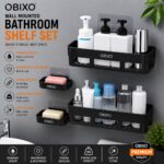 OBIXO Bathroom Organiser Without Drill Self Adhesive Bathroom Shelf/Bathroom Stand for Wall/Bathroom Accessories Set Shampoo Holder, Shop Stand (2-Shelf -2shop Black) - Image 4