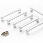 Stainless Steel Real Chrome Finished Kitchen Cabinet Handles, Pull & Drawer Handles, Wardrobe Furniture Handles(6 Inches,128mm Hole to Hole) (Pack of 4, Silver Chrome)