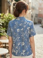 Premium Floral Prints Shirt for Women with Short Sleeves, Ultra-Soft Cotton Blend, Regular Fit Womens Stylish Shirt Casual, Formal, Party, Beach, Summer Wear - Image 2
