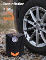 UN1QUE Tyre Inflator for Car, 150PSI Car Air Pump, 12V DC Portable Air Compressor for Tyre, Fast Inflation Speed Inflator Pump with LED Light - Image 2