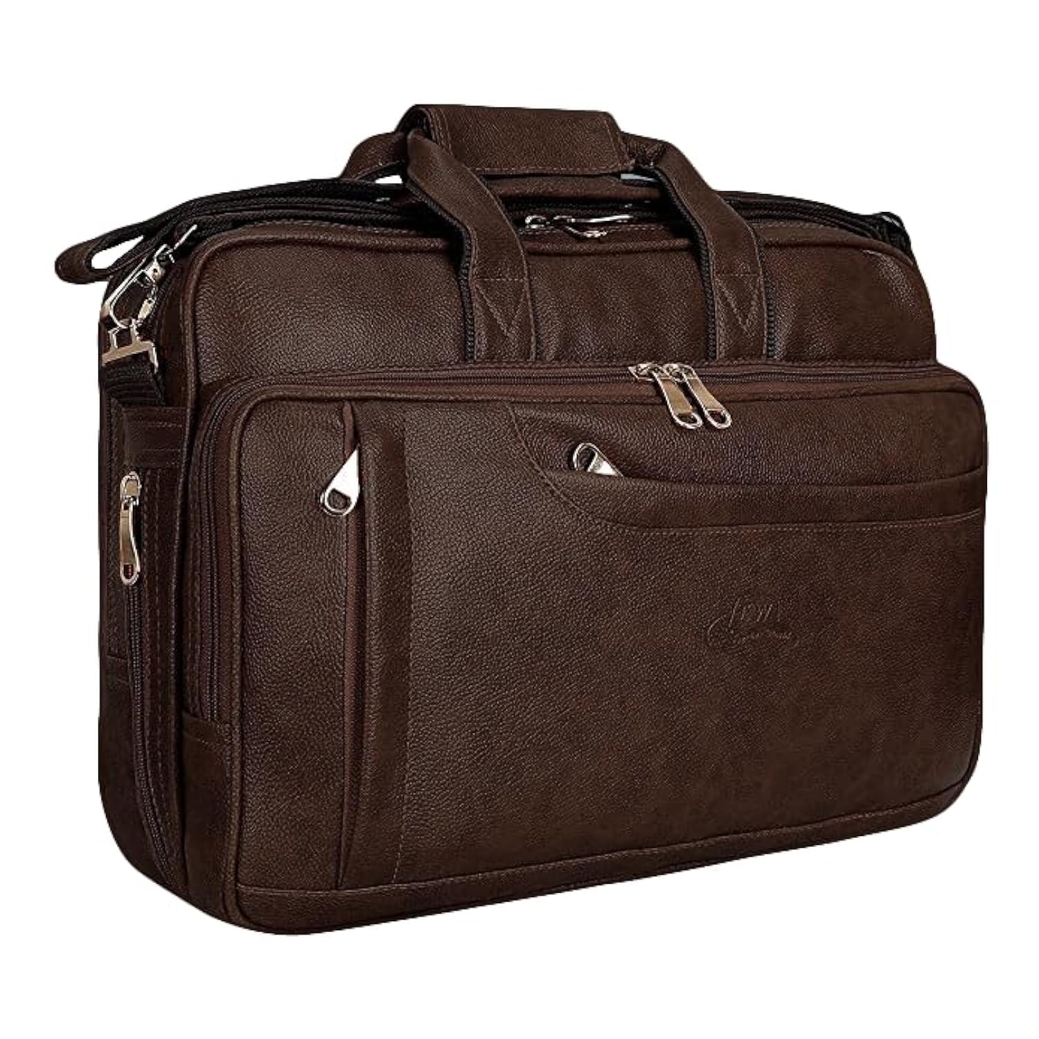 71o0IZpToJL._SL1500_.jpg Leather World Synthetic Leather Briefcase: 15.6 Inch Brown Laptop Office Expandable Messenger Shoulder Bag for Men and Women - Image 1