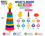 Colorful Pyramid Stacker with Duck Topper | Educational Learning Toy for Babies & Kids 1–3 Years | Includes 1 Base (Multicoloured, 10 Ring + Base Ring) - Image 2