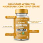 Naturaltein Magnesium Glycinate 1200mg (150mg Elemental) | Chelated High Absorption Magnesium | Supports Sleep Quality & Normal Muscle Function | Glyphosate Tested | 30 Tablets - Image 4