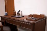 V-CUBE Designs Premium Vegan Leather Executive Set of 6| Multipurpose Personal Desk Organizer| Desk Mat | Valet Tray| Tissue Holder | Pen Holder| Coaster | Mobile Stand for Office Table & Home - Tan