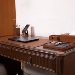 V-CUBE Designs Premium Vegan Leather Executive Set of 6| Multipurpose Personal Desk Organizer| Desk Mat | Valet Tray| Tissue Holder | Pen Holder| Coaster | Mobile Stand for Office Table & Home - Tan