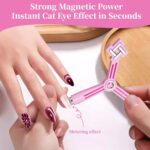Bluedeal Cat Eye Nail Magnet Tool with Steel Ball, Multifunctional Nail Magnet for Cat Eye Gel Polish, Dual End Nail Art Magnet Tool for Salon and Home DIY Nail Design (4 in 1 Cat Eye / Pink) - Image 2