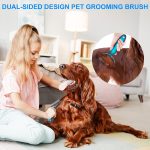 Pet Grooming Brush, Double Sided Shedding and Dematting Undercoat Rake Comb for Dogs and Cats, Dog Grooming Rakes Tool for Mats & Tangles Removing, Extra Wide, Safe, Effective, Comfort (Blue) - Image 4