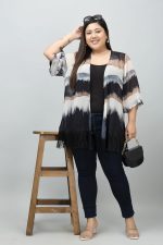 PURYS Women Kimono Shrug | Colorblocked Beach Cover Up with Fringes | Lightweight Summer Layering Plus Size Shrug for Dresses & Tops - Image 5