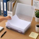 Klick n shop Plastic File Organizer Box (Pack of 3) | Clear A4 Document Storage Case with Secure Lid | Office File Holder for Papers, Certificates & Records