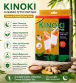 Kinoki Detox Foot Pads with Ginger & Salt Formula, Overnight Adhesive Foot Patches for Relaxation & Foot Care, Easy Application Wellness Pads with Adhesive Sheets, Pack of 10 Pads (2) - Image 6