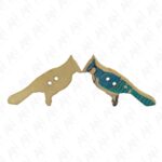 6 pcs Vintage Wooden Buttons 2 Holes Shape Pattern Craft Button Sewing Production Irregular Shape Button Handmade DIY Art & Crafts (Blue Bird Jay) - Image 3