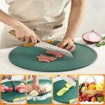 Istara Circle Double-Sided Chopping Board Antibacterial Chopping Block Thickened Kitchenware Safe Durable 360°Rotatable Round Cutting Serving Chopping Board with Rotatable Handle - Image 2