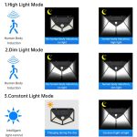 Solar Motion Sensor LED Bright White Light Outdoor for Home Wall Room Balcony Garage Backyard Garden with 100 LEDs (Pack of 1) - Image 3