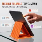 Silicone Phone Stand with Aluminum, Flexible Foldable Phone Holder, Bendable Adjustable Anti-Slip Desktop Stand for Phone Tablet Laptop, Portable Rollable Multi-Angle Stand (Orange) - Image 5
