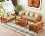 NATRAJ ART & CRAFT Sheesham Wooden 6 Seater Sofa Set for Living Room | Solid Wood Sofa | Rosewood Sofa Set for Home & Office | Lounge (Natural, 3+2+1 Seater)