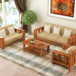 NATRAJ ART & CRAFT Sheesham Wooden 6 Seater Sofa Set for Living Room | Solid Wood Sofa | Rosewood Sofa Set for Home & Office | Lounge (Natural, 3+2+1 Seater)