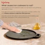 Lifelong Cast Iron 2-in-1 Dosa Tawa & Grill with Wooden Spatula (30cm) | Double-Sided Tawa/Pan for Roti, Dosa, Chapati, Fish & Steak | Naturally Nonstick, Gas & Induction Cookware | Reversible Cooking - Image 5