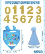 Dog Cap and Bandana Set, Pet Birthday Party Decorations, Blue Dog Birthday Accessories with Hat and Number Stickers, Festive Celebration Supplies for Dogs - Image 2
