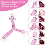 Bluedeal Cat Eye Nail Magnet Tool with Steel Ball, Multifunctional Nail Magnet for Cat Eye Gel Polish, Dual End Nail Art Magnet Tool for Salon and Home DIY Nail Design (4 in 1 Cat Eye / Pink) - Image 3