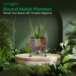 CINAGRO Metal Flower Vase Planter Pot with Iron Stand, Pots for Plants, Plant Pots for Home Decoration, Succulent Pot, Indoor Planter Garden Decor (Size: 6X6 inch) Style: Mandala Fusion Spectrum | Plant Pots for Home Decor, Rust Resistant, Indoor Planter, Succulent Pot - Image 2