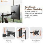 BonKaso Adjustable Single Arm Monitor Stand for Desk | Alloy Steel Durable Mount for 13”-27” Screens | 360° Rotation, Height Adjustable, Cable Management, Space Saving Monitor Arm (Black & White) - Image 6