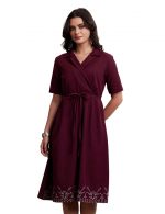 Amazon Brand - Myx Women's Cotton Embroidered Shirt Dress | Below The Knee (Available in Plus Sizes)