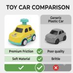 Press & Go Police Car Toy for Kids, Friction Powered Push and Go Mini Vehicle, Cartoon Police Car with Bump & Go Action, Educational Toy for Boys & Girls, Multicolor - Image 3