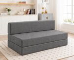 Convertible Sofa Bed Folding Floor Couch, Premium Upholstered Foam Sofa Cum Bed for Adults, Compact Space Saving Design for Home, Guest Room & Apartment (Graphite Grey, 6 * 6, Square)