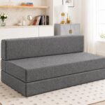 Convertible Sofa Bed Folding Floor Couch, Premium Upholstered Foam Sofa Cum Bed for Adults, Compact Space Saving Design for Home, Guest Room & Apartment (Graphite Grey, 6 * 6, Square)
