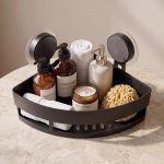 Plastic Bathroom Corner Shelf Wall Mounted, Self Adhesive Shower Organizer Rack with Hooks, Waterproof Storage Stand for Kitchen, Wash Basin & Bathroom Accessories (3 PCS Black) - Image 5